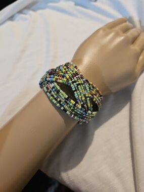 Multicolor Seed Bead Wrap Bracelet - Colorful Layered Women's Bracelet